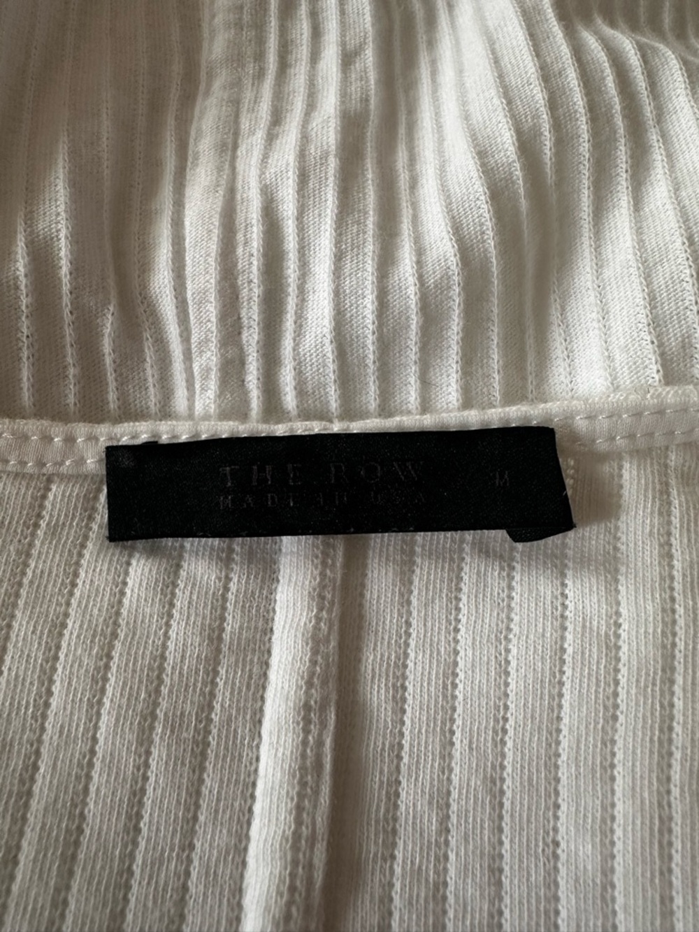 The Row White Ribbed Short-Sleeve Crew Top - Picture 2 of 4